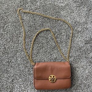 TORY BURCH CHELSEA Mini Bag Shoulder Crossbody Leather Brown Gold